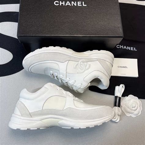 white chanel tennis shoes|chanel low top trainer white.